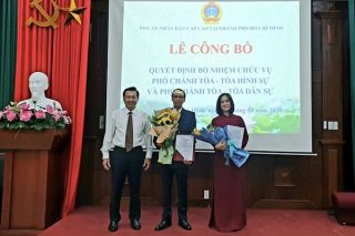 TAND Cấp cao tại TP.HCM: Công bố quyết định bổ nhiệm Phó chánh toà Hình sự và Dân sự