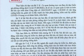 Sở Y tế Hà Nội được khen về việc đã đình chỉ hoạt động 3 bệnh viện vì không bảo đảm an toàn phòng chống dịch COVID-19.