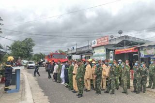 Gia Lai: Diễn tập phương án chữa cháy, cứu nạn tại chợ Kông Chro