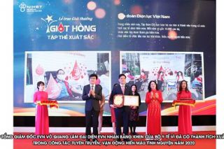 EVN nhận Giải thưởng “Giọt hồng” năm 2020 vì thành tích xuất sắc trong hiến máu tình nguyện