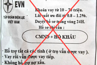 Giả mạo thương hiệu EVN để quảng cáo cho vay tín chấp