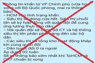 "TP. Hồ Chí Minh vào tình trạng khẩn" là thông tin hoàn toàn bịa đặt