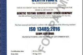 GENTIS vui mừng đón nhận Chứng nhận hệ thống quản lý chất lượng ISO 13485:2016