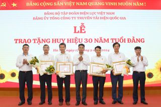 Trao Huy hiệu 30 năm tuổi Đảng cho 4 đảng viên thuộc Đảng ủy Tổng công ty Truyền tải điện Quốc gia