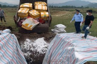 Tiêu hủy 750 kg nội tạng động vật bốc mùi đang trên đường đi tiêu thụ tại Hòa Bình