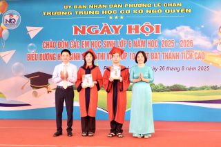 Trường THCS Ngô Quyền biểu dương học sinh lớp 9 thi vào lớp 10 THPT đạt thành tích cao