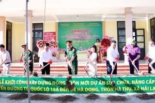 Bộ CHQS tỉnh Quảng Ninh phối hợp khởi công xây dựng đường giao thông nông thôn tại xã Hải Lạng