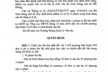 Hải Phòng: Cảnh cáo 1.476 phương tiện, thu hồi 79 phù hiệu vi phạm KD vận tải