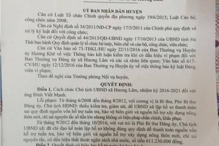 “Thụt két” ủy ban, bí thư và chủ tịch xã bị kỷ luật cách chức