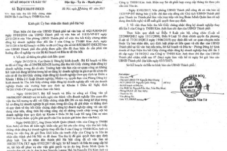 Hà Nội: Nhiều tranh cãi trong việc thu hồi GCN ĐKKD của Công ty TNHH Kim Anh