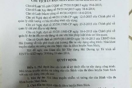 Gói thầu số 8, thi công xây dựng nhà khoa truyền nhiễm (BV Nam Sách): Hoàn toàn minh bạch