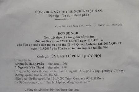 Vụ NN Vietcombank kê biên nhà-Bài 9: Bị đơn đề nghị giám đốc thẩm