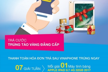 Thanh toán cước trả sau VinaPhone qua Agribank trúng iPad