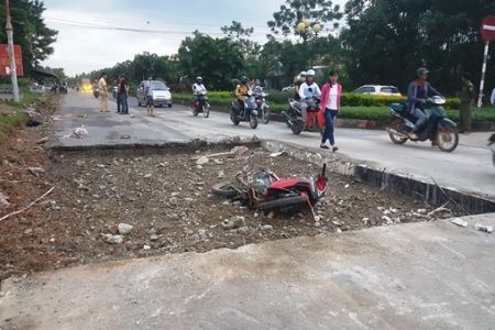 Vĩnh Phúc: Nhà thầu thi công ẩu gây tai nạn giao thông