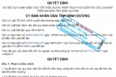 Bình Dương: Ban hành quyết định mới về tách thửa đất nền