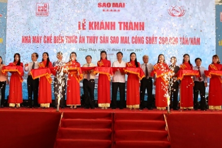 Đồng Tháp: Sao Mai group khánh thành nhà máy chế biến thức ăn thủy sản