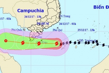 Bão số 16 - Tembin lệch dần xuống phía nam