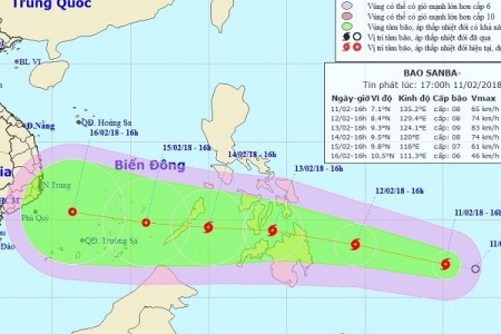 Xuất hiện bão gần Biển Đông (Bão Sanba)