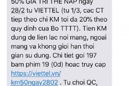 Từ 1/3, "khai tử" khuyến mại 50% cho thuê bao di động trả trước