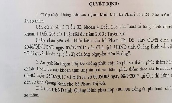 Quảng Bình: Chủ tịch tỉnh thua kiện một người dân, nộp 300.000đ án phí