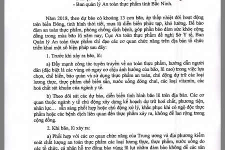 Bảo đảm ATTP trong mùa bão, lũ năm 2018