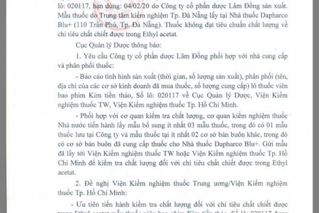 Cục Quản lý dược yêu cầu kiểm nghiệm chất lượng lô thuốc Kim Tiền Thảo