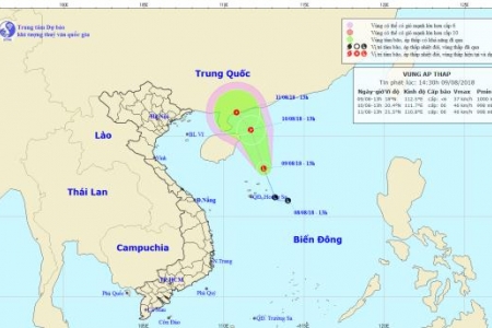 Áp thấp trên Biển Đông gây gió giật cấp 8