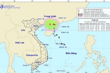 Áp thấp nhiệt đới trên Biển Đông di chuyển theo hướng Bắc, gió giật cấp 8