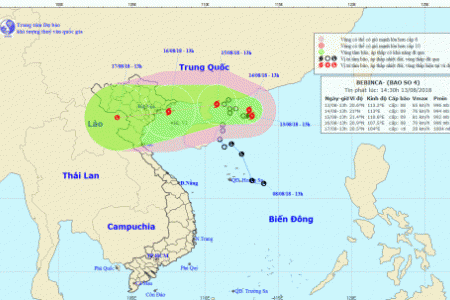Bão số 4 giật cấp 10, đang di chuyển theo hướng Bắc Tây Bắc