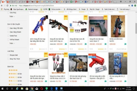 “Súng” được rao bán công khai trên sàn thương mại điện tử Shopee.vn