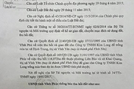 Vĩnh Phúc: Thông báo thu hồi hơn 100ha đất tại TP. Vĩnh Yên có gì đặc biệt?