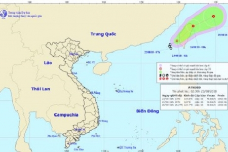 Xuất hiện áp thấp nhiệt đới trên biển Đông, cách đảo Đài Loan 30km