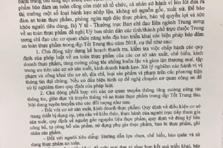 Tăng cường bảo đảm an toàn thực phẩm Tết Trung thu năm 2018