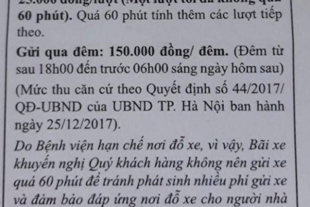 Phản hồi của BV Nhi TƯ về phản ánh thu phí trông xe ô tô quá cao