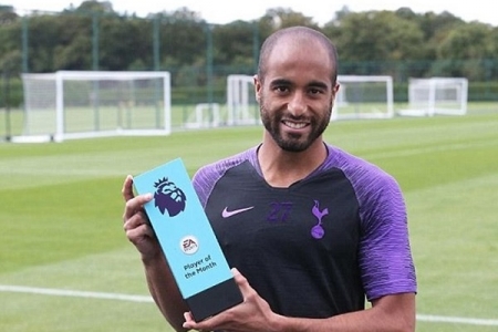 Tiền vệ Lucas Moura của Tottenham giành danh hiệu Cầu thủ xuất sắc nhất tháng 8