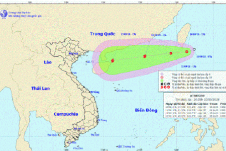 Áp thấp nhiệt đới giật cấp 8 đang hướng vào Bắc biển Đông