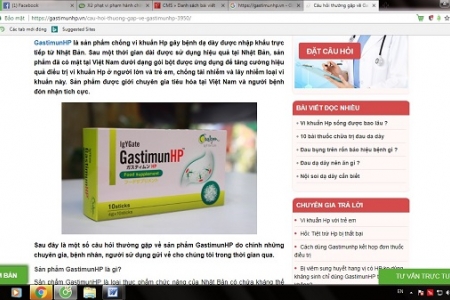 Quảng cáo sản phẩm GastimunHP sai quy định, Công ty Dược phẩm Đông Đô bị phạt 75 triệu