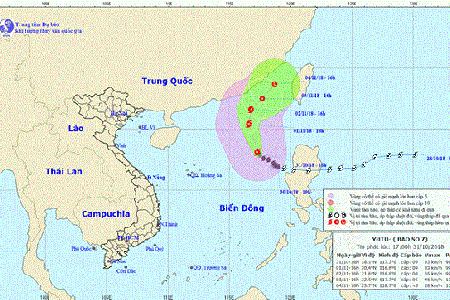 Bão số 7 cách quần đảo Hoàng sa khoảng 550 km