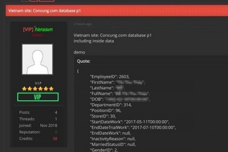Chi tiết dữ liệu được cho là của 2.272 nhân viên Con Cưng đang phát tán trên mạng