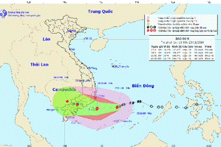 Bão số 9 cách đảo Phú Quý khoảng 360km