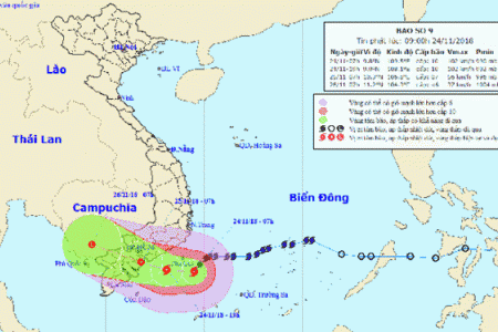 Bão số 9 đang giật cấp 12 chỉ còn cách đảo Phú Quý chưa đầy 100km