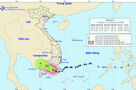 Bão số 9 cách Vũng Tàu khoảng 60km