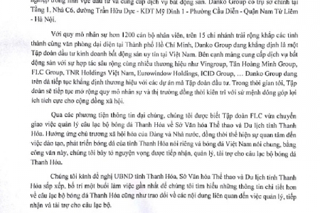 Danko Group xin tiếp nhận lại CLB bóng đá Thanh Hóa