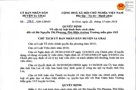 Ia Grai (Gia Lai): Giáng chức, cách chức Ban giám hiệu trường mẫu giáo 15-5