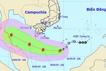 Cơn bão số 1 (Pabuk) di chuyển theo hướng Tây Tây Bắc