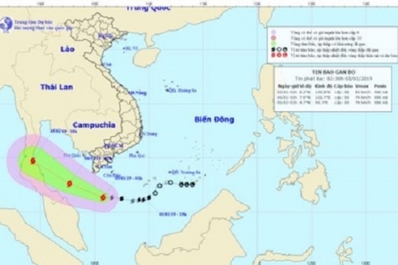 Bão số 1 cách mũi Cà Mau khoảng 270km về phía Đông Nam