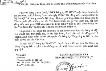 Đảng ủy Bộ GTVT chuyển đơn thư khiếu nại của kỹ sư Lê Trọng Danh về VEC