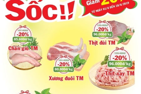 Từ ngày 1 - 10/6/2019, Thịt heo Thảo mộc Sagri giảm giá 20%