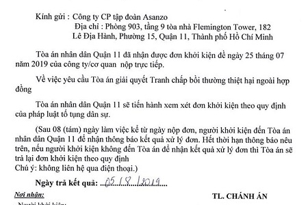 TP. HCM: TAND quận 11 nhận đơn Asanzo khởi kiện báo Tuổi trẻ