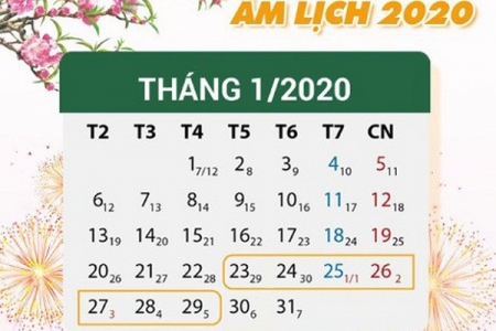 Công bố lịch nghỉ Tết Nguyên đán Canh Tý 2020